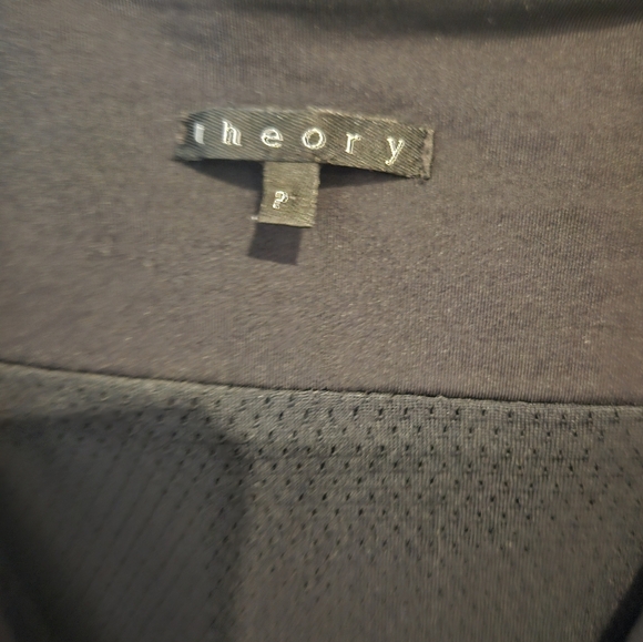 Theory Black Zip Up Vest With Ribbed Knit Hood Petite - Picture 2 of 3